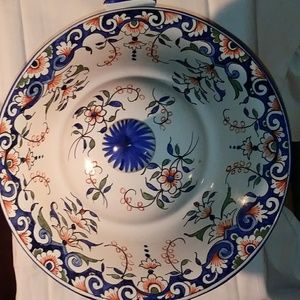 French Faience Pottery- Covered Bowl w Lid